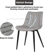 6 PCS Faux Leather Dining Chairs, Mid Century Modern Leisure Upholstered Chair with Metal Legs for Kitchen Living Room Gray