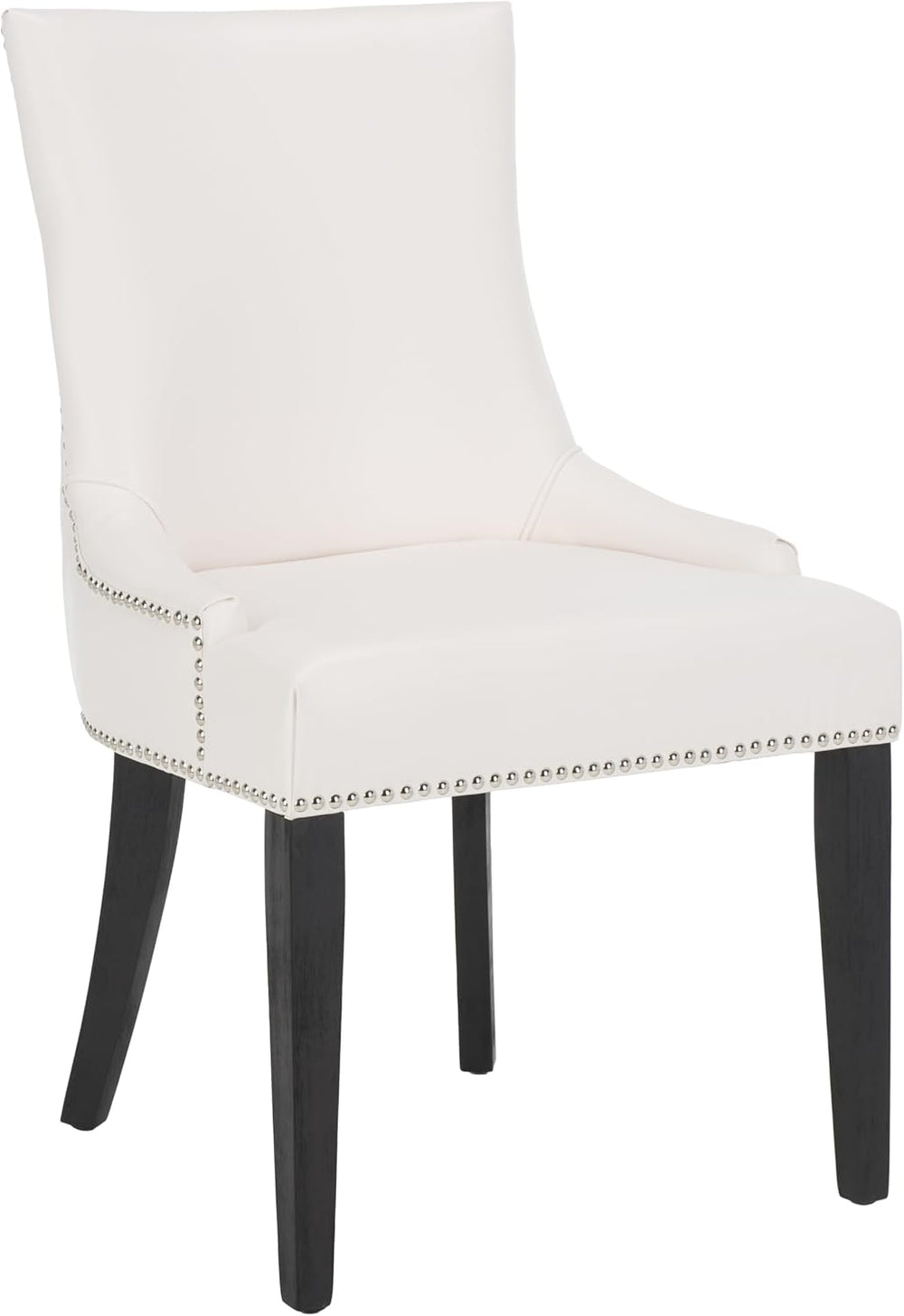 SAFAVIEH Home Collection - Lester White Faux Leather Dining Chair, Nailhead T...