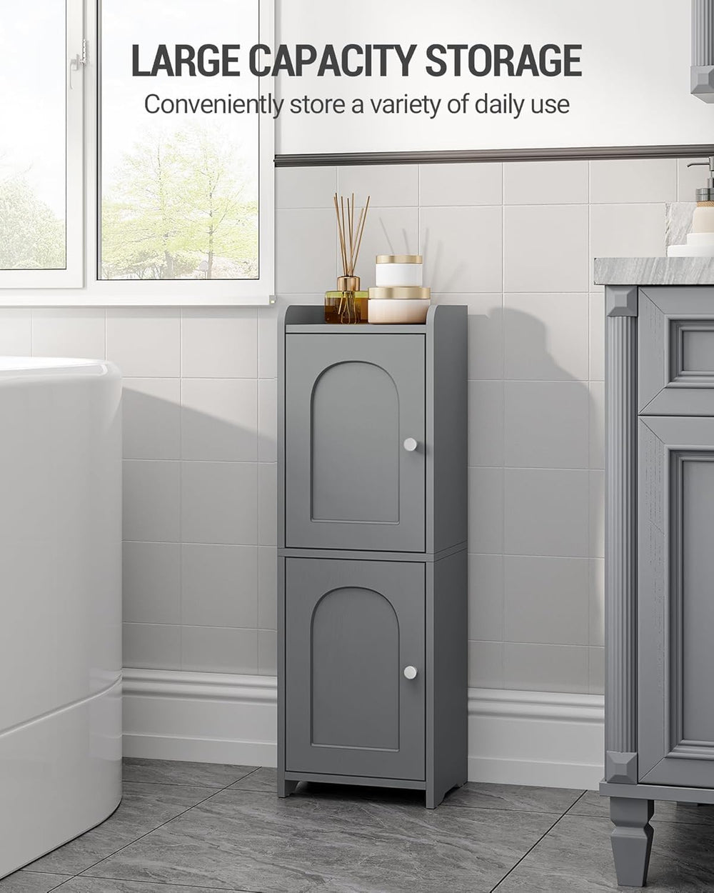 Hzuaneri Bathroom Storage Cabinet, Small Corner Floor Cabinet with 2 Doors | ...