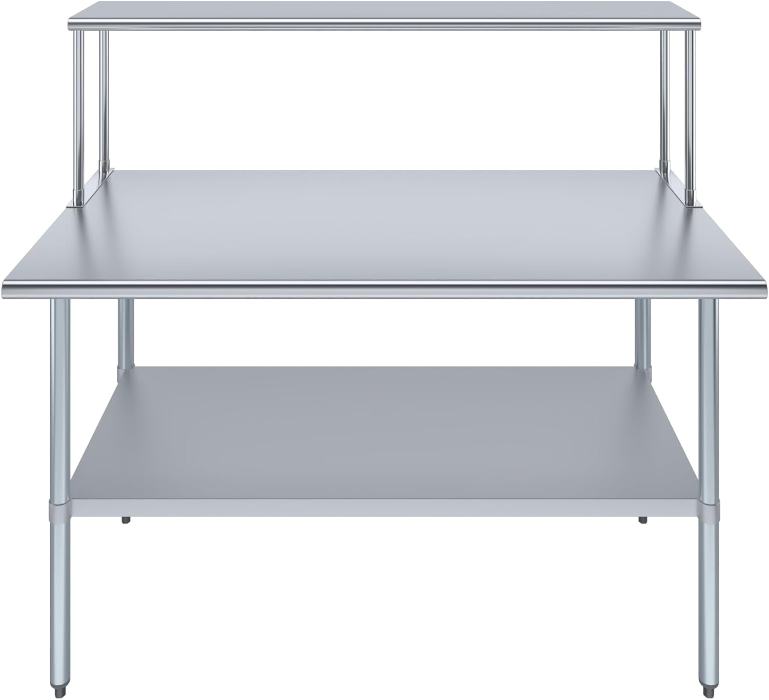 Stainless Steel Work Table with Wide Single Tier Overshelf | Metal Kitchen Prep Table & Shelving Combo (30" x 60" Work Table + 12" Overshelf)