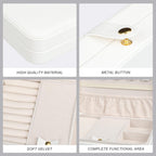 Small Jewelry Box, Travel Jewelry Case Portable Jewelry Boxes for Women, 2-Layer Mini Jewelry Travel Organizer, Gift for Women Girls,White D