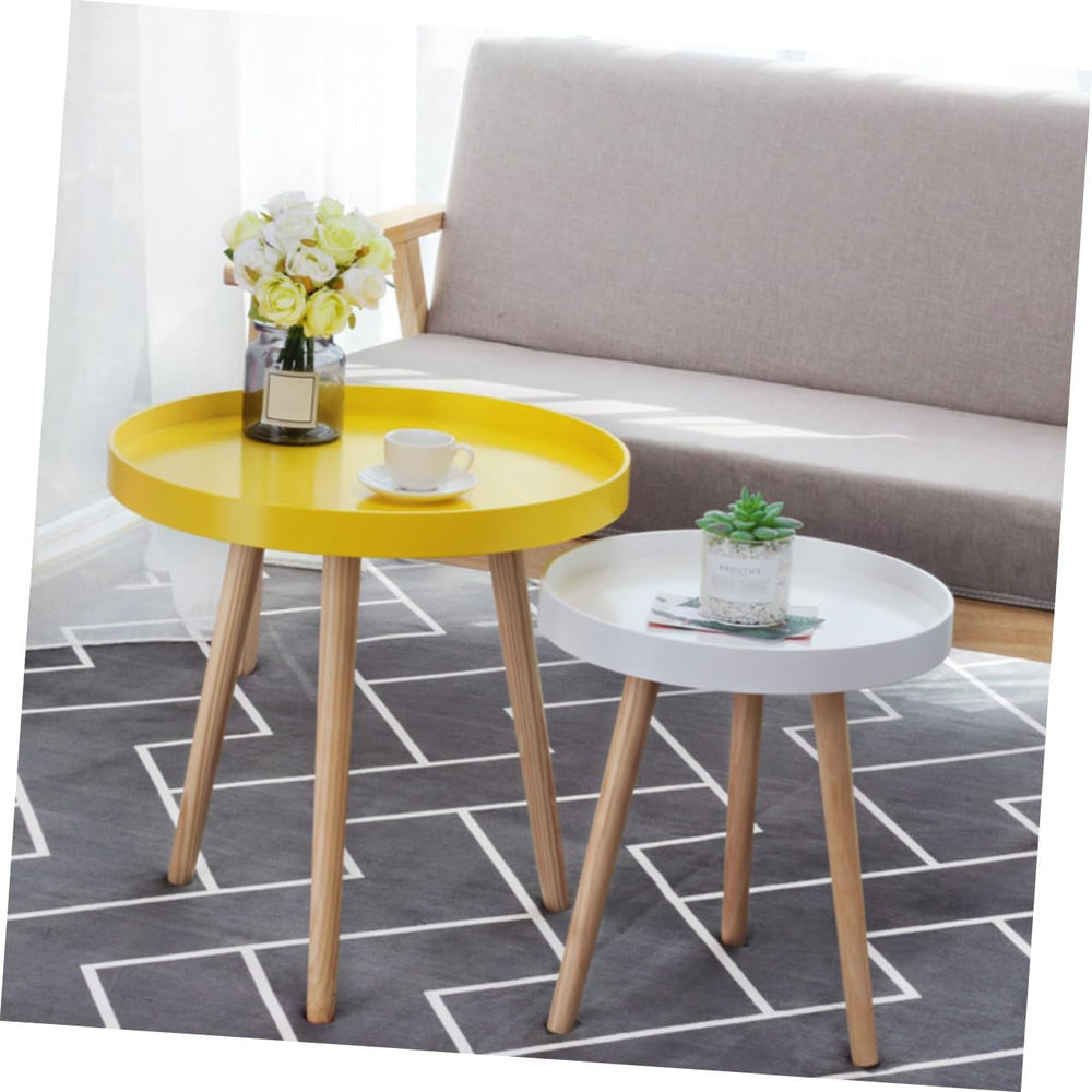 Nordic Style Mini Round Tea Table Small Yellow Sofa Side Table for Living Roo...