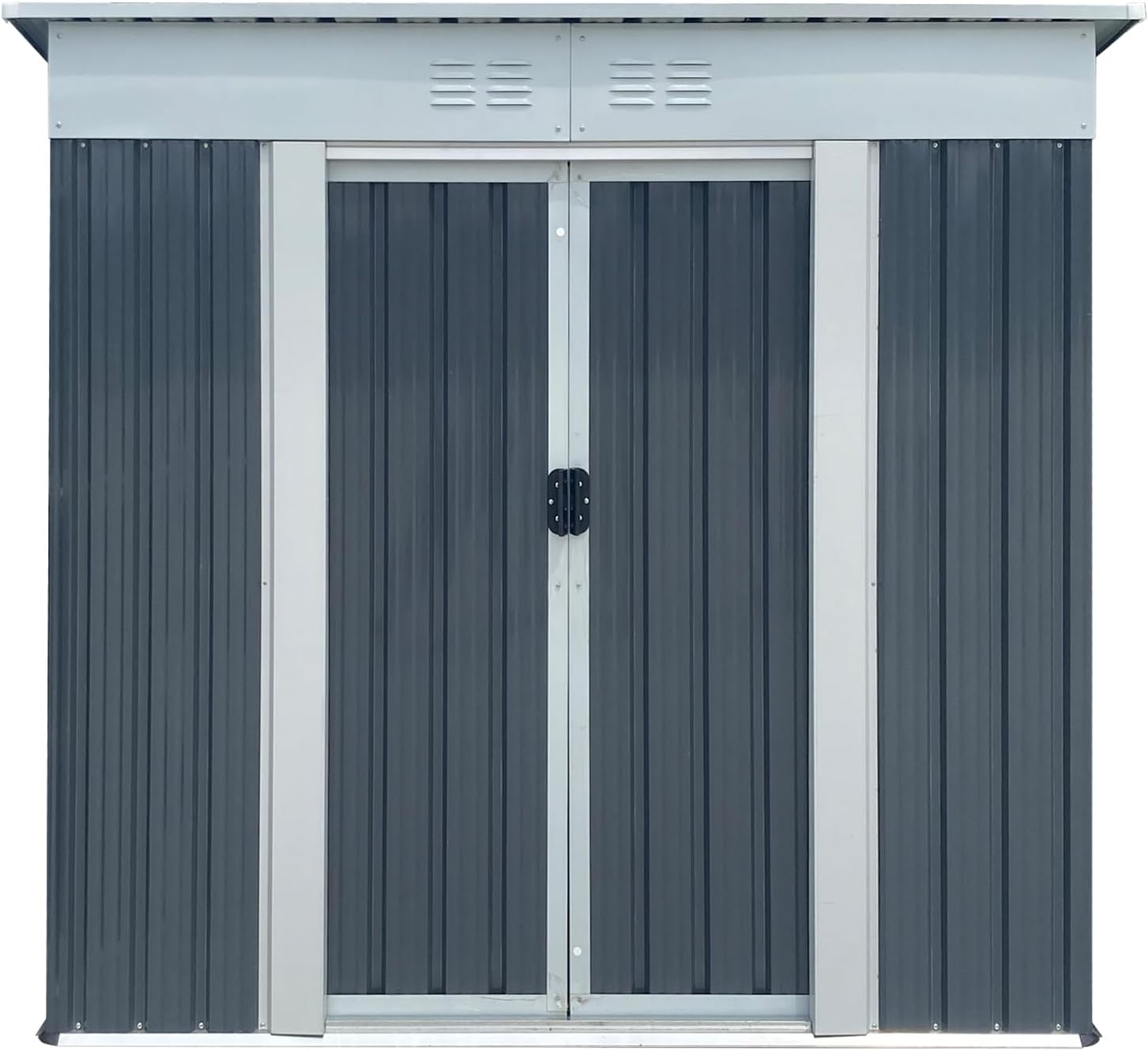 Ball & Cast 6x4FT Outdoor Storage Shed with Punched Vents,Heavy Duty Metal Sheds with Sliding Doors & Padlock,Waterproof Tool Sheds for Garden,Backyard,Lawn,Easy to Assemble,Grey