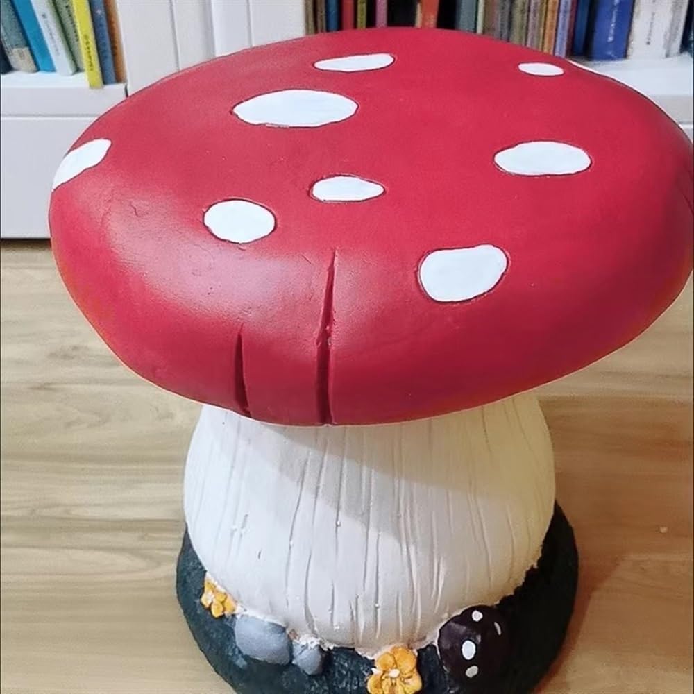 Small Mushroom Shape Ottoman, Outdoor Garden Resin Decorative Mushroom Stool,...