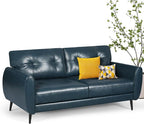 TYBOATLE Sofa Couch 61" Small Loveseat Couches for Living Room Blue Leather Couch Mid Century Modern Tufted Mini Sofa Comfy Office 2 Seat Settee Love Seat for Small Spaces Bedroom