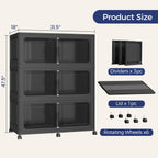 150Gal Stackable Storage Bins with Lid, 600Qt Extra Large Collapsible Storage Box with Wheels, Dividers, Folding Plastic Cabinet Closet Organizers for Home Kitchen Office Dorm, 3Pack Black