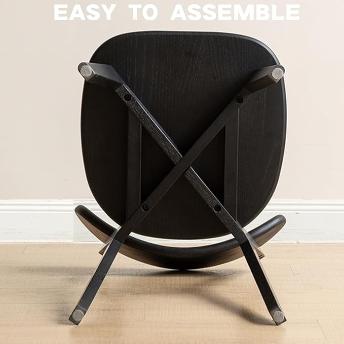 100% Solid Wood Dining Chairs,Mid Century Modern Dining Chairs with Rounded Backrest,Kitchen,Dining Room Chairs Set of 1/2/4 (2, Black Color)