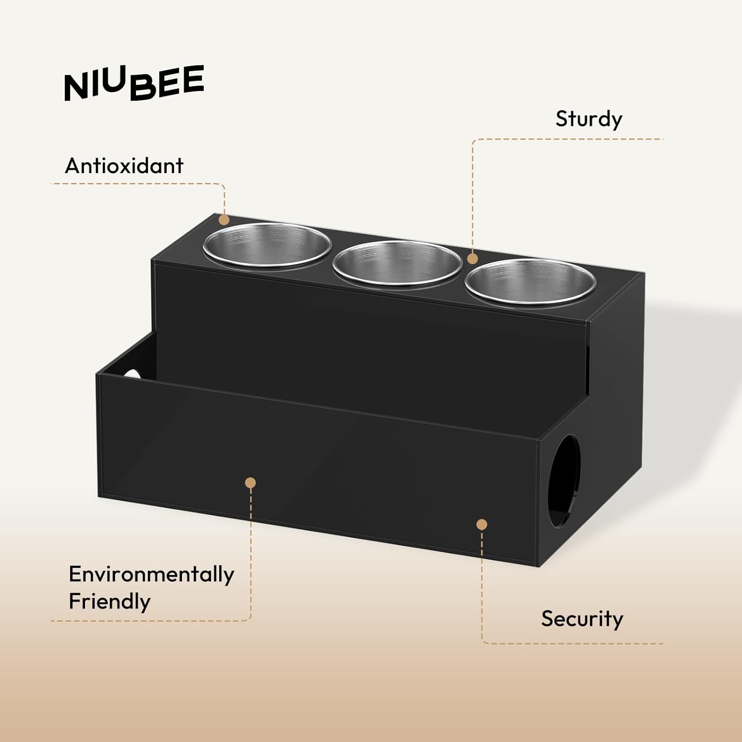 NIUBEE Hair Tool Organizer, Black Acrylic Hair Dryer and Styling Holder, Bathroom Countertop Blow Dryer Holder, Vanity Caddy Storage Stand for Accessories, Makeup, Toiletries