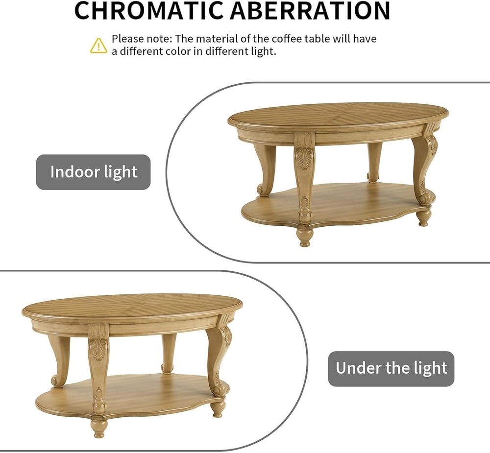 Coffee Table and End Table Sets, Oval Wood Coffee Table and Round End Table S...