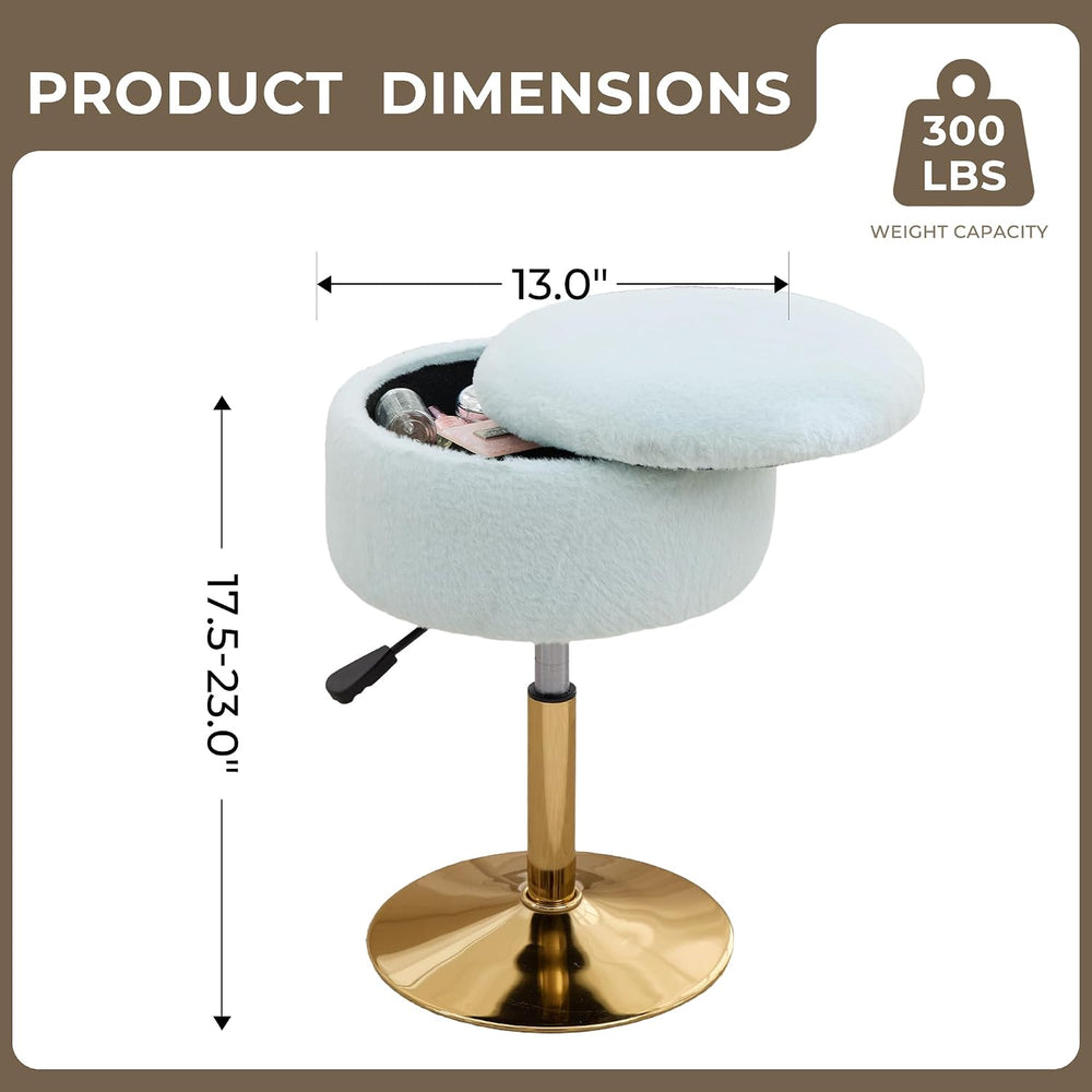 Vanity Chair with Storage Adjustable Stool for Vanity Swivel Vanity Stool Ott...