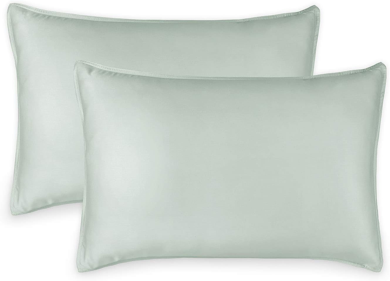 King Pillowcases by Pure Bamboo, Genuine 100% Organic Viscose Derived from Bamboo, Luxuriously Soft & Cooling, Double Stitching, Envelope Closure (2 King Pillowcases, Sea Glass)