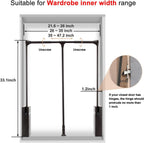 Pull Down Closet Rod for Hanging Clothes, Retractable Wardrobe Hanger for Cabinet Inside Width 21.6"~26", Aluminium alloy Tubing with Plastic Housing, 44 lb Weight Rating