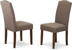 East West Furniture NDEN3-MAH-18 3 Piece Dining Set Contains a Rectangle Dining Room Table with Dropleaf and 2 Dark Coffee Linen Fabric Upholstered Chairs, 30x48 Inch, Mahogany