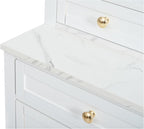 CIATRE Modern 83.7" Freestanding Kitchen Pantry Cabinet with Faux Marble Top | Farmhouse Tall Hutch with 5 Drawers & Adjustable Shelf for Storage, Dining Room, Kitchen Organization (White)