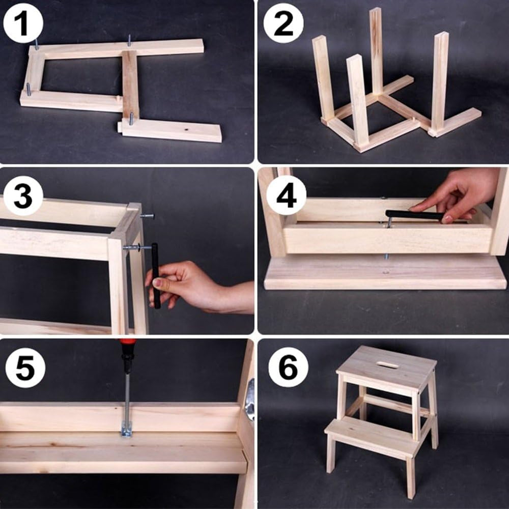 Footstool, 2-Step Stool Solid Wood Change The Shoe Bench Footstool, 9 Colors,...