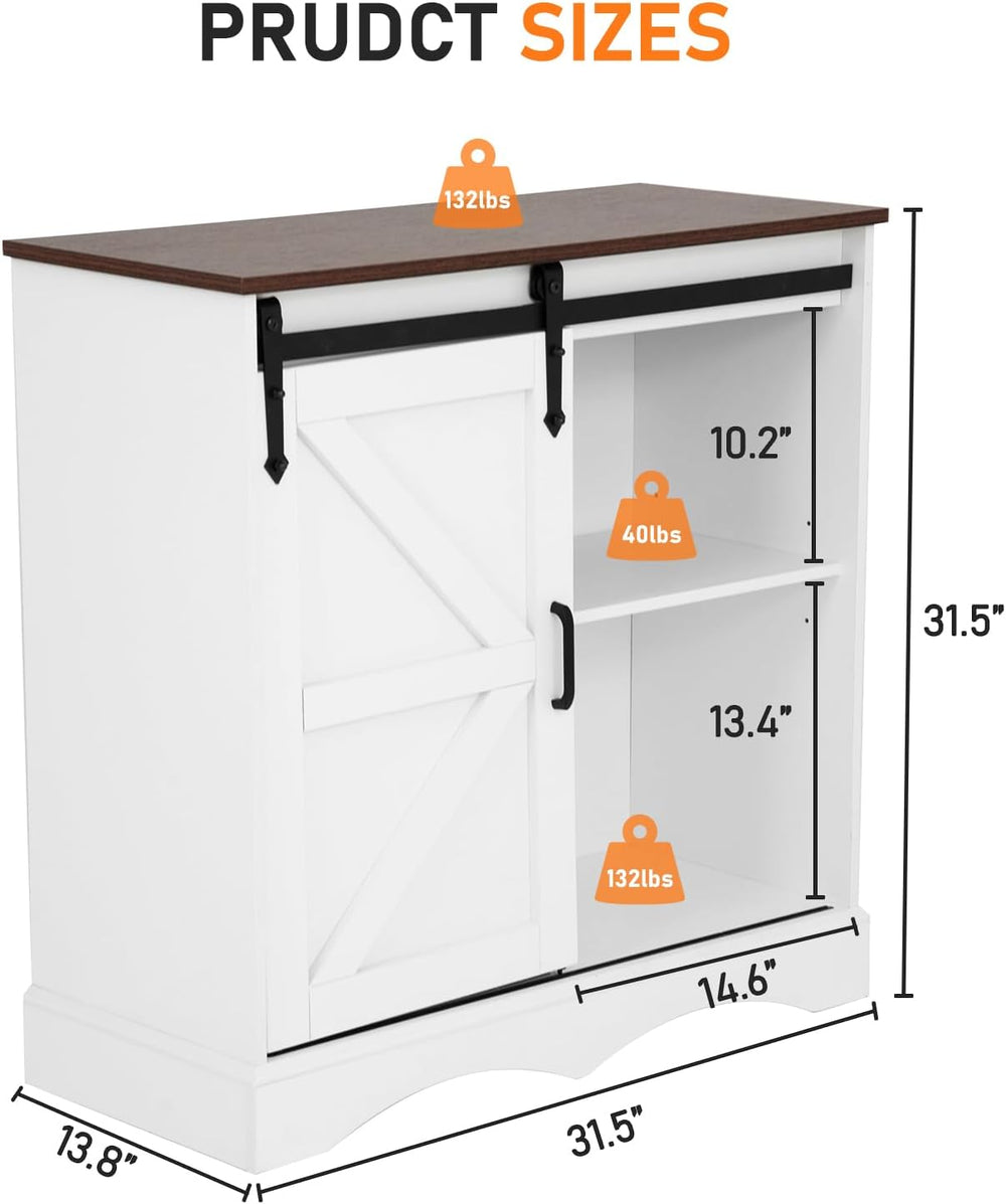 HOMFAMILIA 31.5" H Farmhouse Coffee Bar Cabinet w/Storage, White Kitchen...