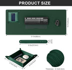 DAWNTREES Dual Sided Desk Mat,Leather Desk Pad,Cork Desk Mat Protector,with PU Leather Valet Tray Organizer,Large Mouse Pad,Desk Writing Pad for Office and Home(Dark Green 31.5"x15.8")
