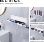 Dyson Straightener Holder, 2-Pack Stainless Steel Hair Tool Organizer, Hair Dryer Holder Wall Mount for, Adhesive Curling Iron Holder, Straightener Storage for Bathroom White BANJEKT