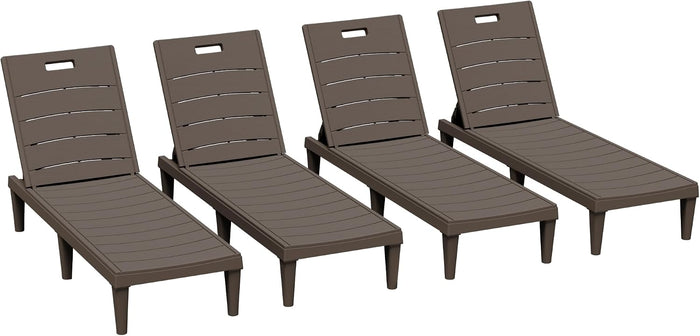 Greesum 4-Pack Adjustable Chaise Lounges, Brown