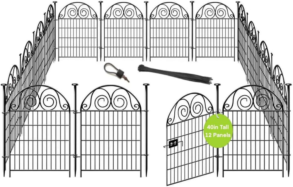 Getlay Tall Garden Animal Barrier Fence With Gate,40 in(H)×27 in(L) 12 Panels...