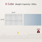Book Shelf, Wooden Cube Storage Organizer with 11" Open Cubes, Stackable Modular Bookcase for Room Divider Storage, 2 Tier Bookshelf for Living Room, Bedroom, Office (White, 6-Cube)