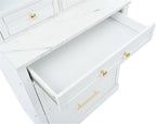 CIATRE Modern 83.7" Freestanding Kitchen Pantry Cabinet with Faux Marble Top | Farmhouse Tall Hutch with 5 Drawers & Adjustable Shelf for Storage, Dining Room, Kitchen Organization (White)
