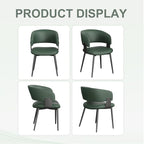 Modern Dining Chairs Set of 6, Faux Leather Upholstered Kitchen Chairs with Curved Back and Metal Legs, Mid Century Chairs for Dining Room, Kitchen, or Café (Green)