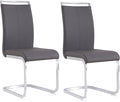 AZmac Modern Leather Dining Chairs Set of 2,Armless Kitchen Chairs,Dining Room Chairs with Upholstered Padded Seat and Sturdy Chrome Legs for Dining Room,Kitchen (Set of 2, Grey+PU Leather)