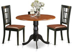 East West Furniture DLNI3-BCH-LC 3 Piece Dining Set Contains a Round Dining Room Table with Dropleaf and 2 Faux Leather Upholstered Chairs, 42x42 Inch, Black & Cherry