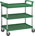 Green Utility/Bussing Cart with Three Shelves - 42" x 20"