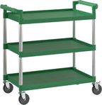 Green Utility/Bussing Cart with Three Shelves - 42" x 20"