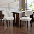 Soft Padded Dining Chairs Set of 4, Modern Farmhouse Upholstered Chairs with Linen Fabric & Rubber Wood Legs, Ergonomic Armless Seats for Dining Room Kitchen Living Room (Beige)