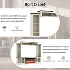 98" Farmhouse Fireplace TV Stand with 36" Electric Fireplace, Wall Media Console with Barn Doors,Bookshelf Wine Storage, Entertainment Center Fits TVs Up to 75" for Living Room, White