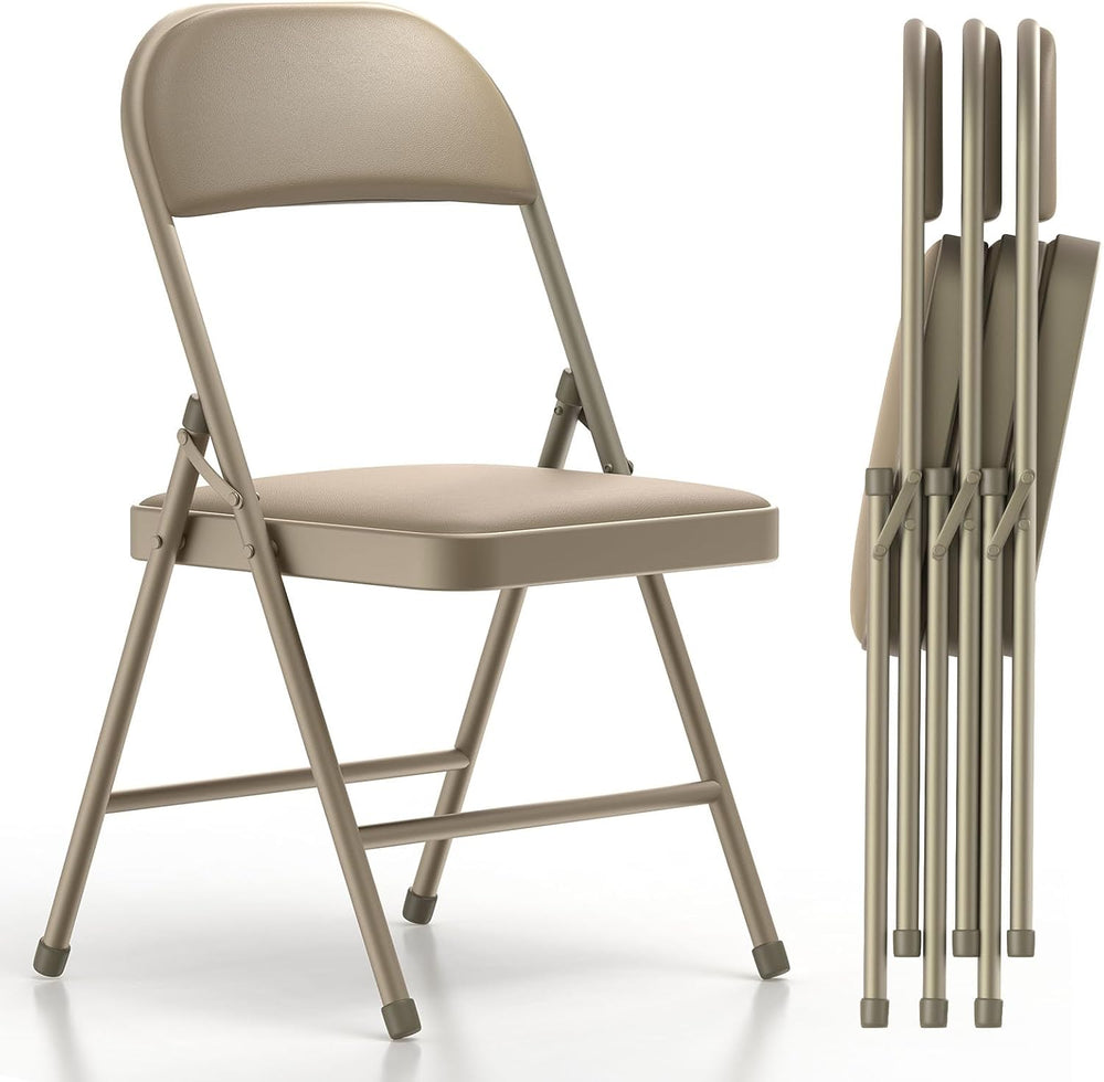 Nazhura Folding Chairs with Padded Vinyl Cushion Chairs with Comfortable Cush...