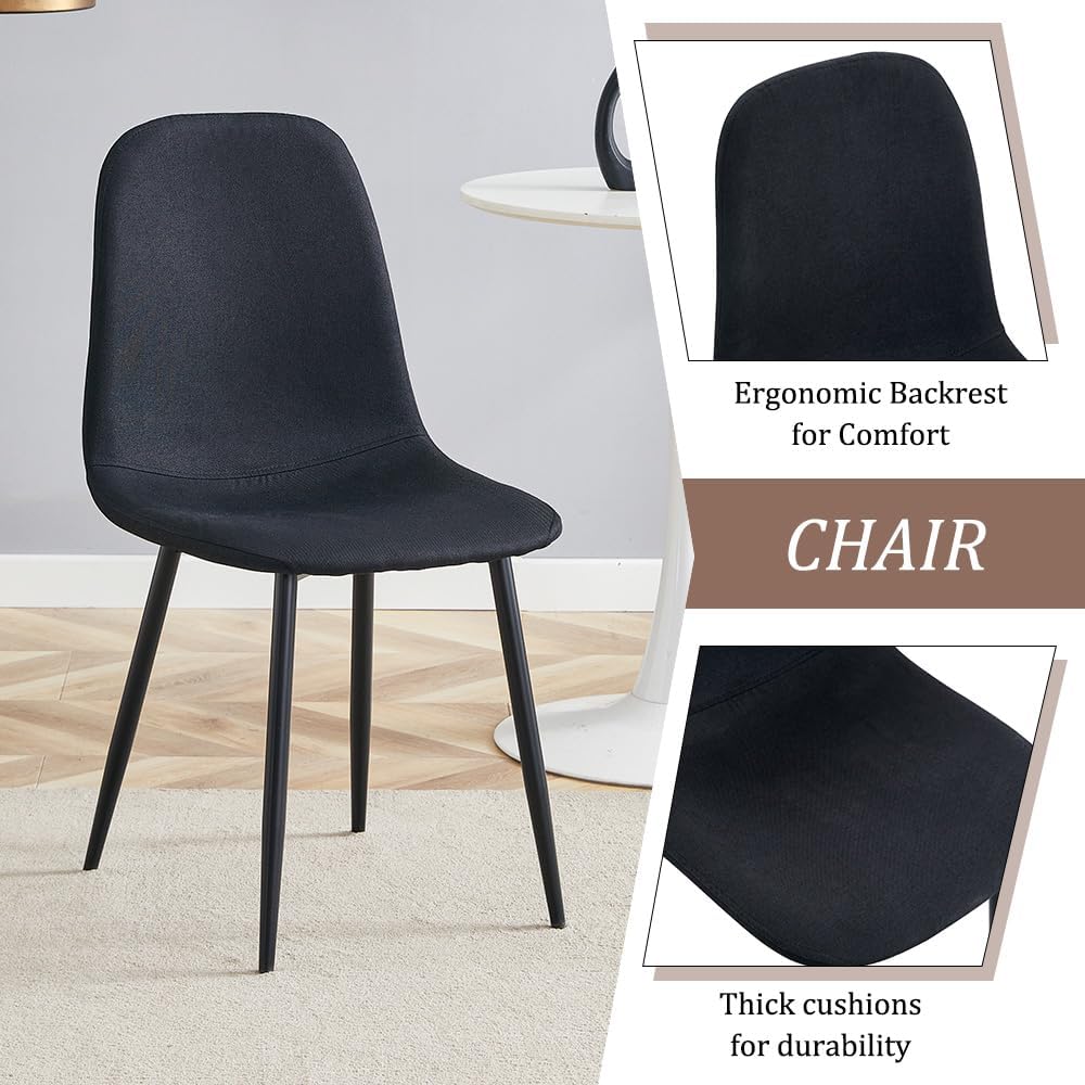 42" Round Dining Table Set for 4, Modern Kitchen Table Chairs Set of 4 W...