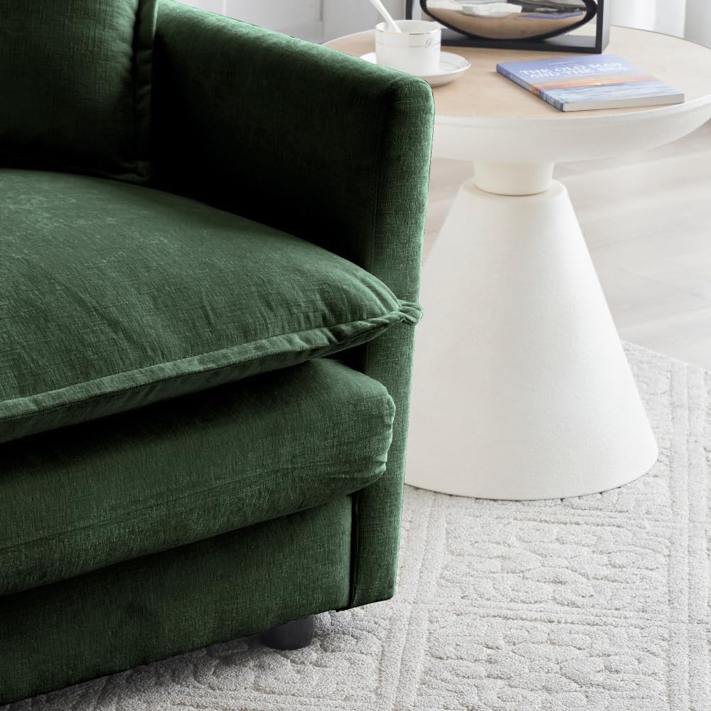 Chenille Ottoman Footrest for 2, 3, and 4 Seater Sofas, Green (Green + Chenil...