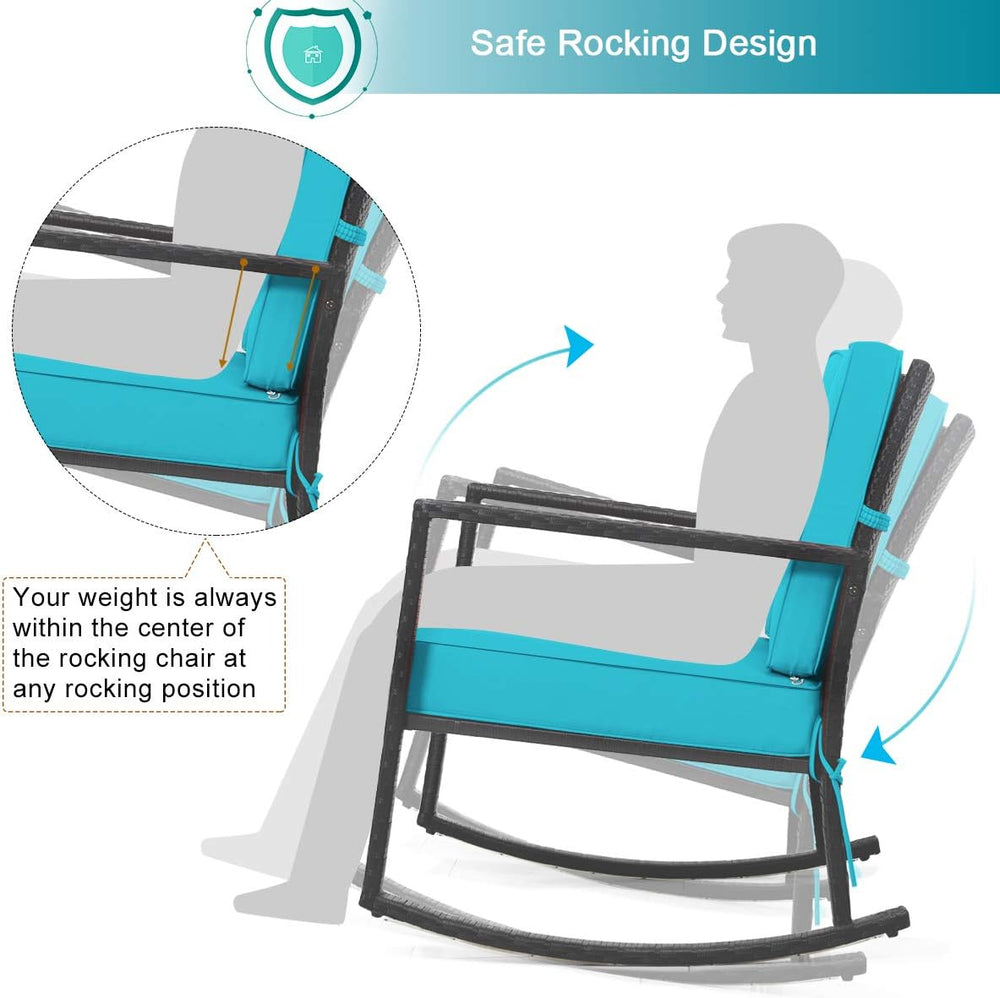 HAPPYGRILL Wicker Rocking Chair, Outdoor Patio Glider Chair with Heavy-Duty F...