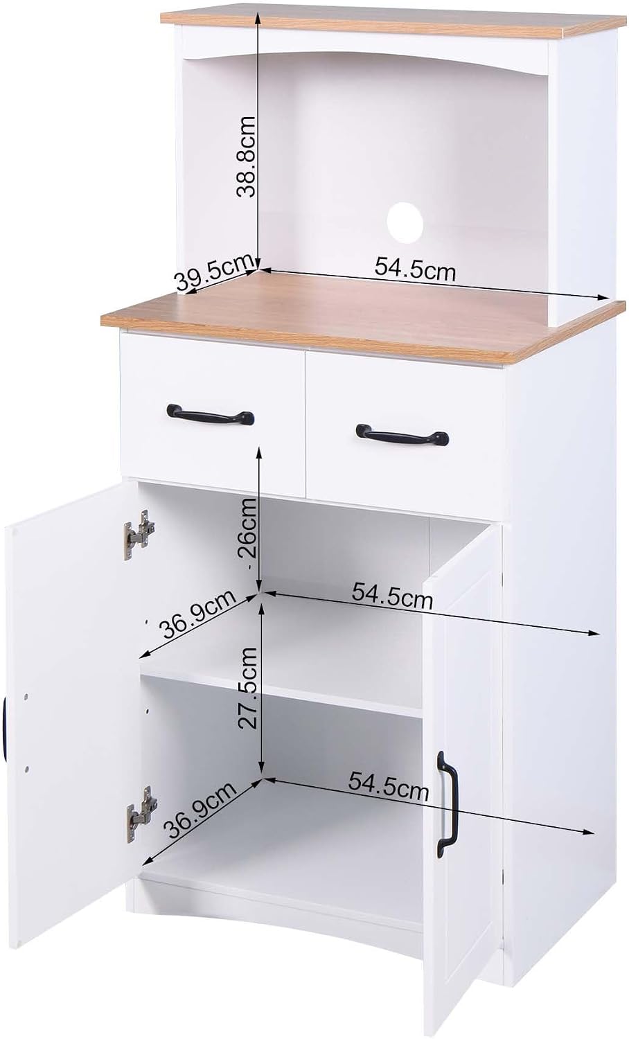 49''H Kitchen Cabinet with Countertop, Kitchen Pantry Cabinets with D...