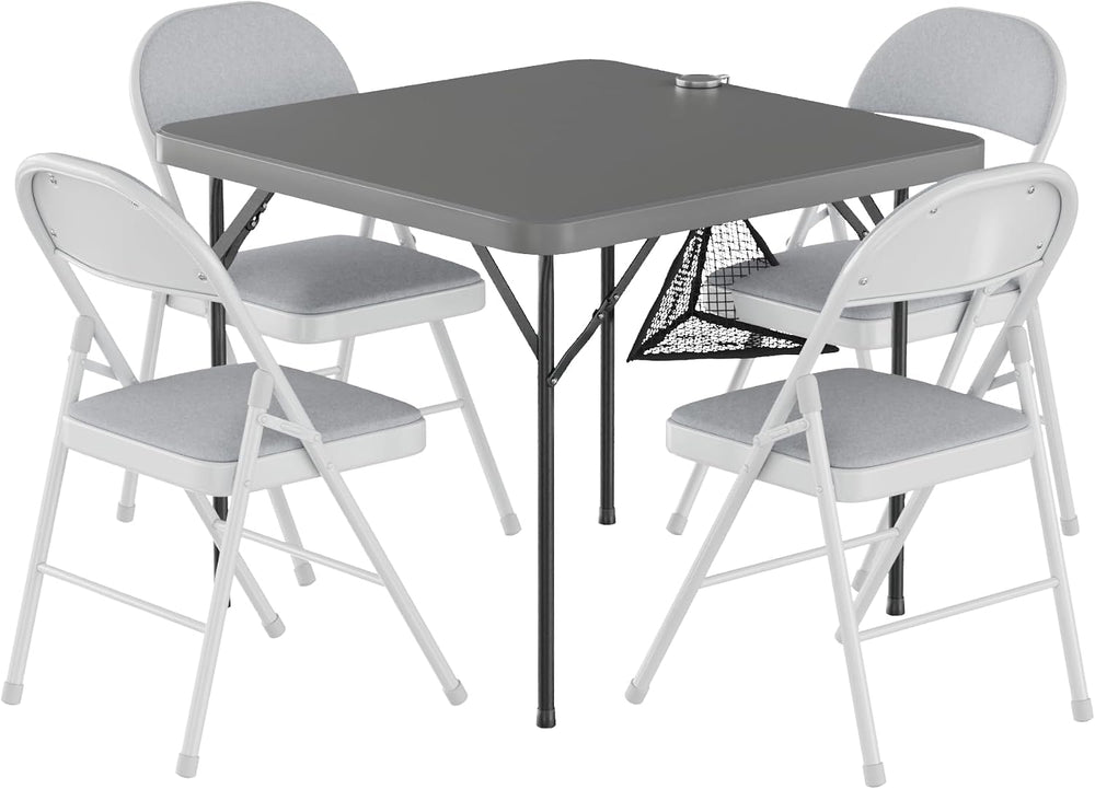 VECELO 5 Piece Folding Card Table Square and Chairs Set, Collapsible Legs &am...