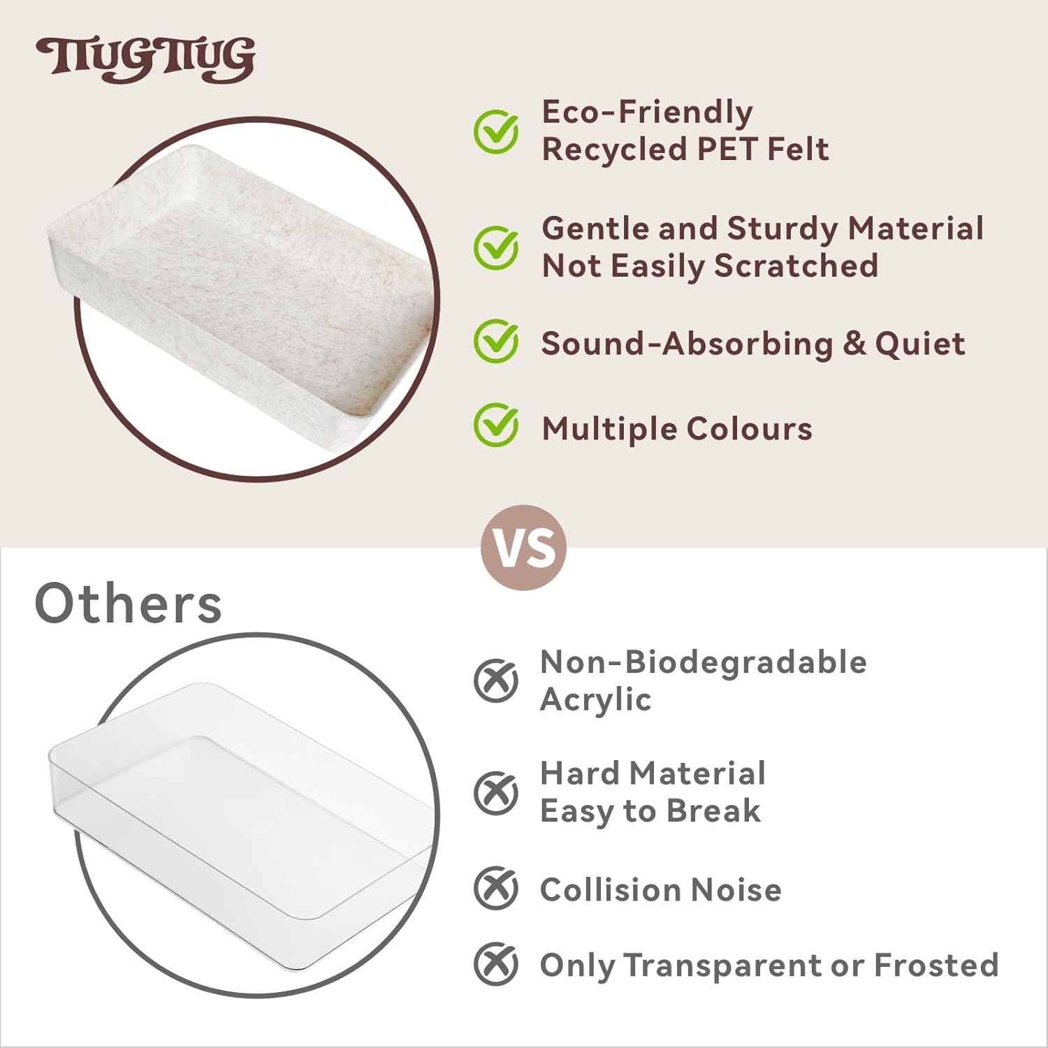 8-Piece Felt Drawer Organizer Set in 4-Sizes, Made from Eco-Friendly Material for Vanity, Makeup, Desk, Office, Kitchen, and Nightstand, Oatmeal Beige