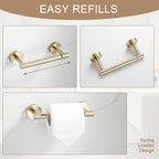 BGL Toilet Paper Holder Brushed Gold Wall Mount, Bathroom Toilet Paper Holder Brushed Nickel SUS 304 Stainless Steel, Double Post Pivoting Toilet Paper Roll Holder for Bathroom RV