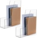 2 PCS Vertical File Holder, Clear Acrylic Desk Organizer for Office, Acrylic Magazine File Holder Rack, Plastic Document Storage Bins for Magazines, Binders, Notebooks & Envelopes, Space Saving for Ho