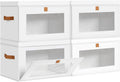 DIMJ Storage Bins with Lids - 4 Pack Large Fabric Closet Organizer with Window & Handles, Collapsible Decorative Storage Boxes for Shelves Under Bed, Books Clothes Blankets Sweaters Organization