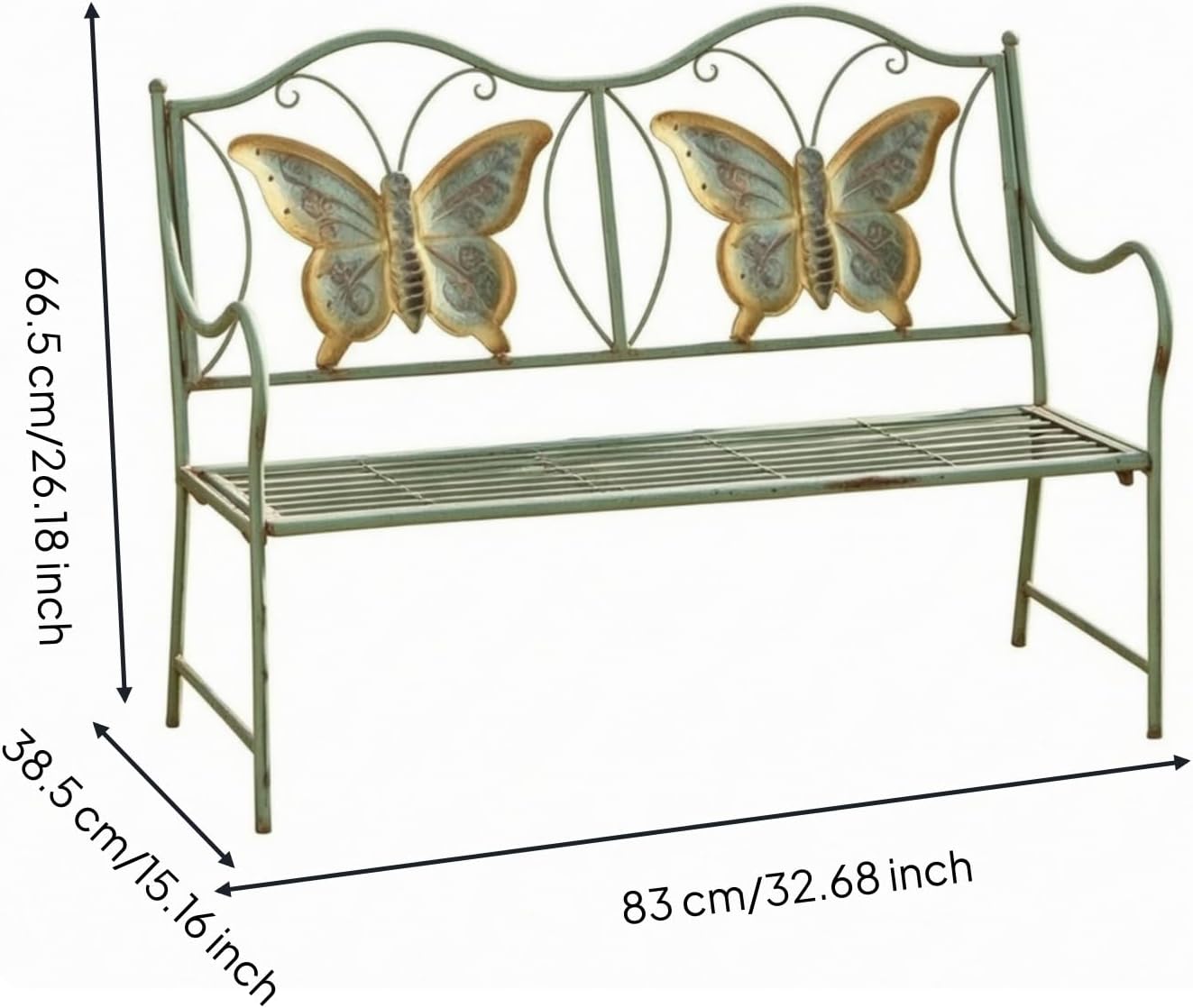 predolo Butterfly Back Bench Slatted Seat Butterfly Bench Scrollwork for Children