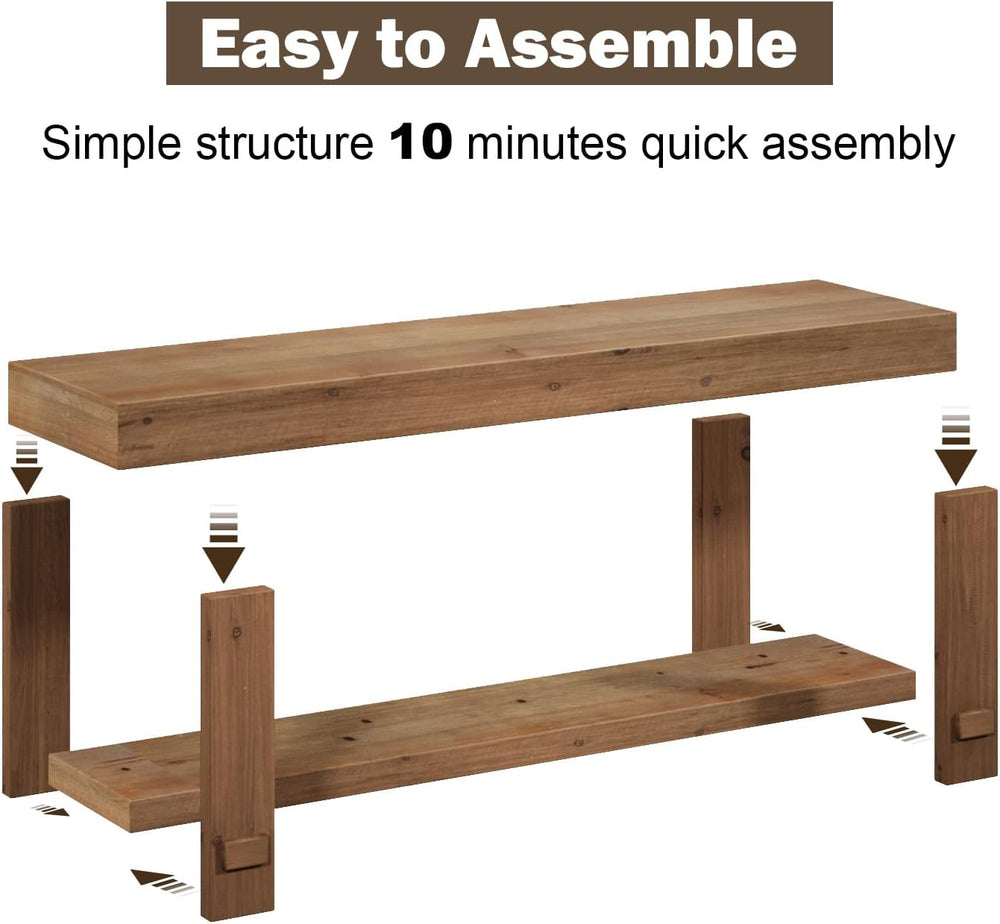 HOKYHOKY 51.2" Long Solid Wood Bench Farmhouse Entryway Bench, End of Be...
