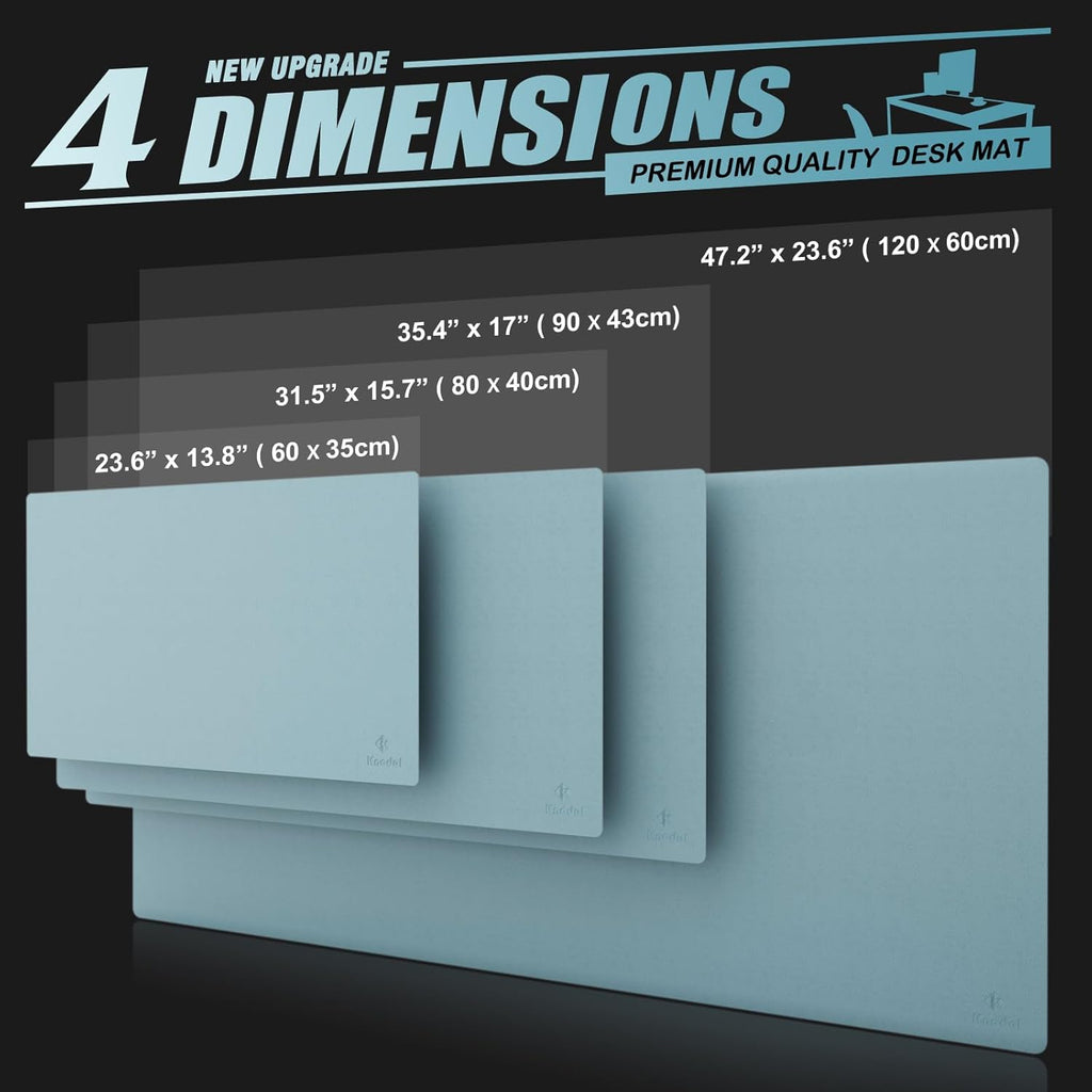 K KNODEL Large Office Leather Desk Mat, Mouse and Keyboard Pad, Computer and Laptop Mat, Desktop Protector and Cover, Writing Pad and Blotter (31.5"x15.7", Light Blue)
