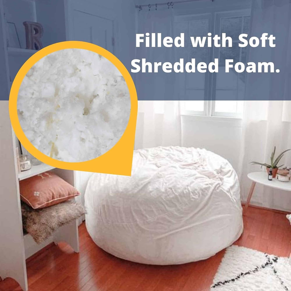 ULTIMATE SACK | 2 Ft Pouf Ottoman | Cloud Fur | Foam Filled - Removable Washa...