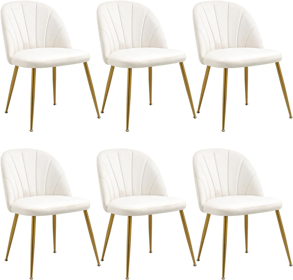 Velvet Dining Chairs Set of 6, Mid-Century Modern Upholstered Kitchen Chair w...