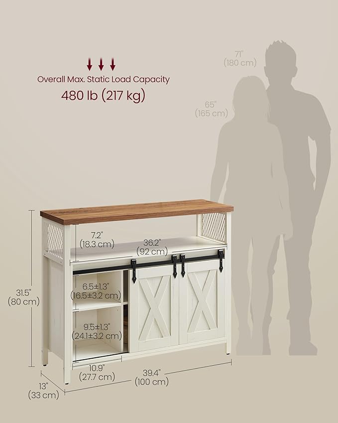 VASAGLE Buffet Cabinet, Coffee Bar Storage Cabinet, Sideboard with 2 Sliding ...