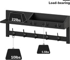 AMBIRD Wall Hooks with Shelf - 26.57" Entryway Wall Hanging Shelf Wood Coat Hooks and Key Holder (Black)